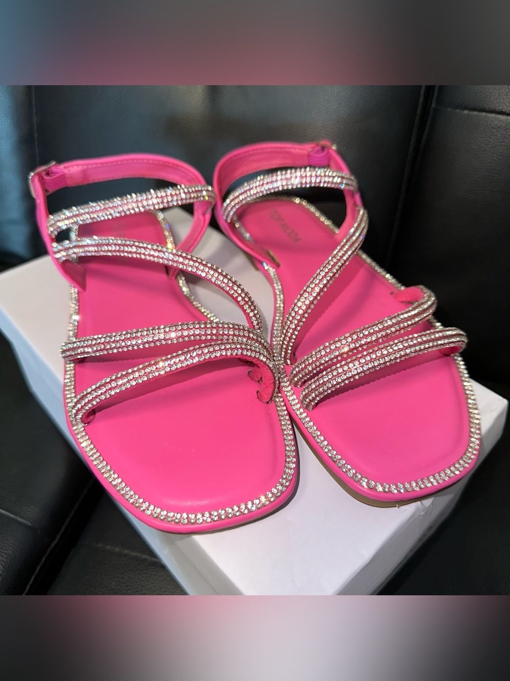 Top Moda Rhinestone Fuchsia Sandals